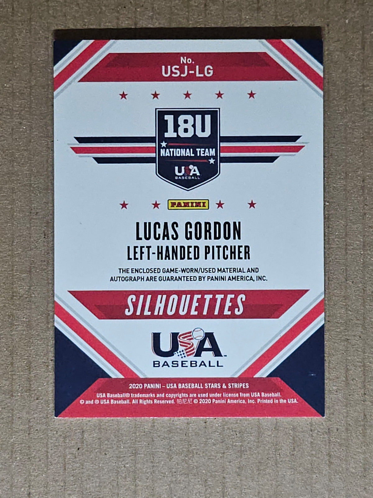 2020 Panini Stars & Stripes #USJ-LG Lucas Gordon Signatures Jerseys #/89