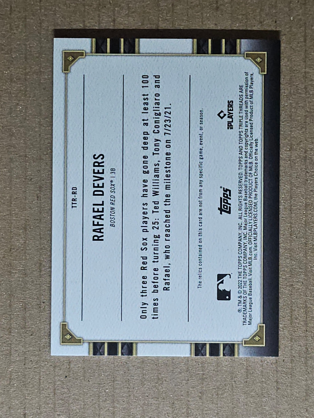 2019 Topps Triple Threads #TTR-RD Rafael Devers Triple Threads Amethyst #/27