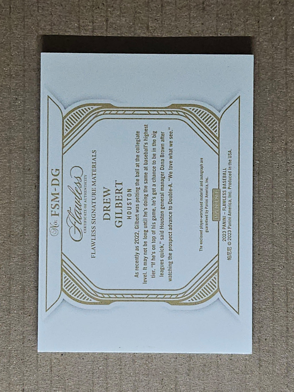 2023 Panini Flawless #FSM-DG Drew Gilbert Flawless Signature Materials #/25