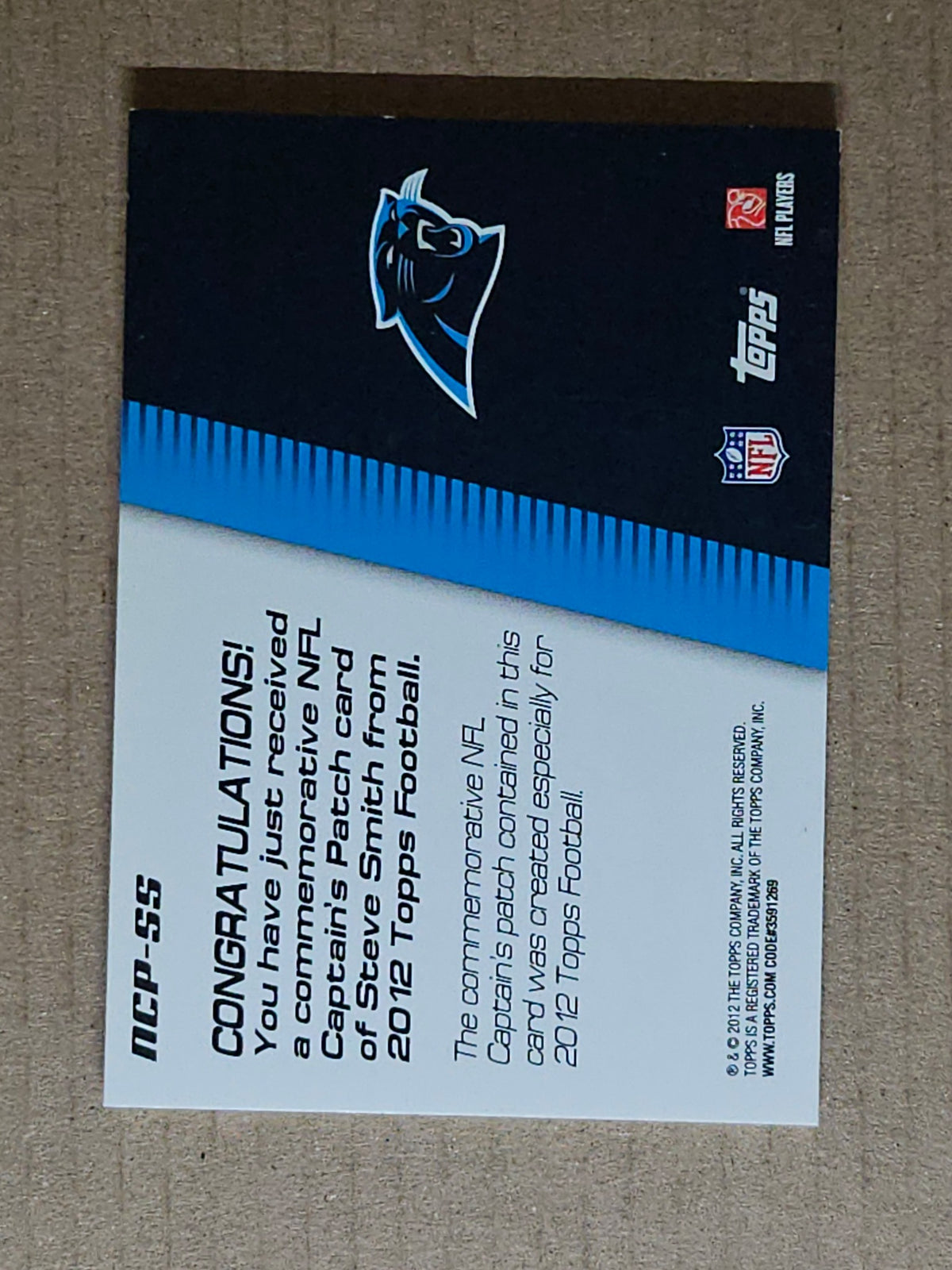 2012 Topps #NCP-SS Steve Smith NFL Captains Patches