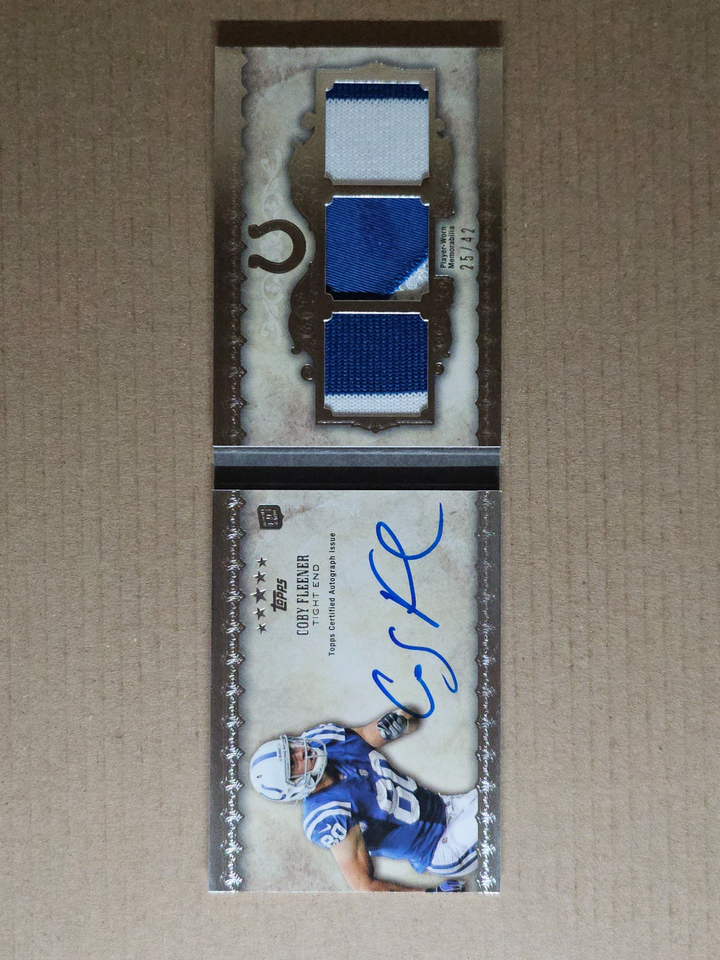 2012 Topps Five Star #FSFA3CF Coby Fleener Rookie Autographed Triple Jersey #/42