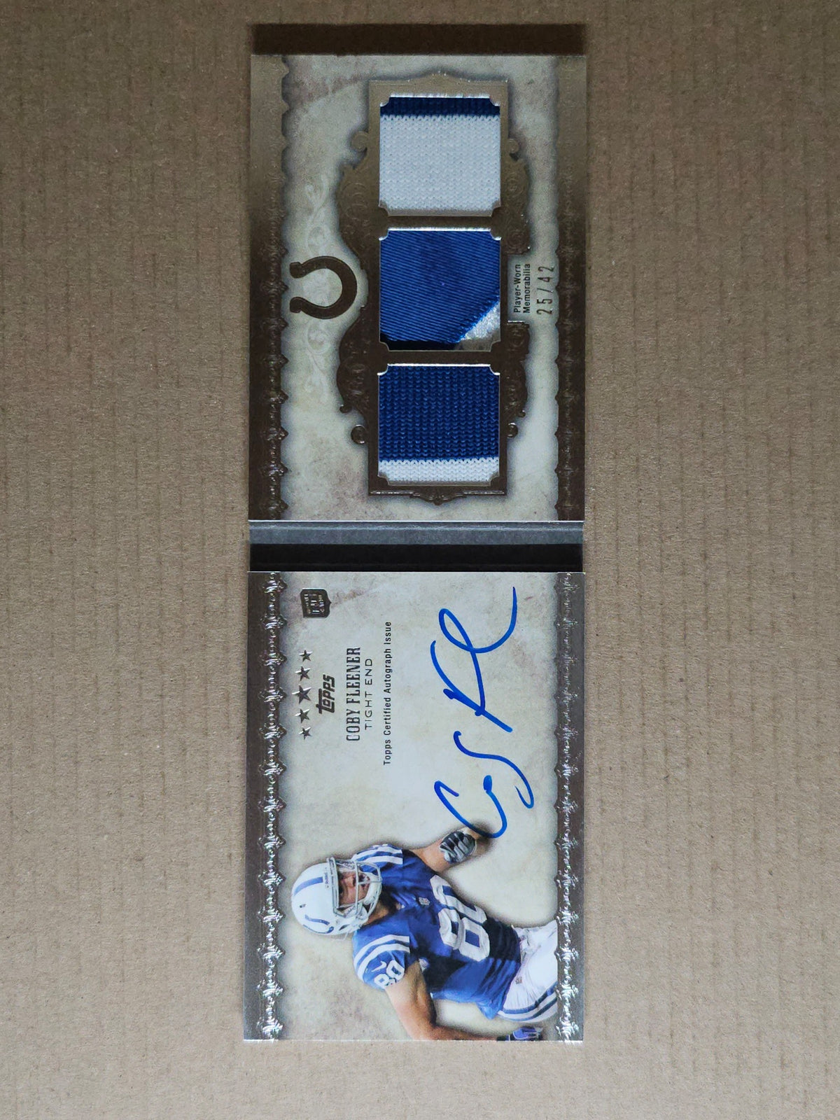 2012 Topps Five Star #FSFA3CF Coby Fleener Rookie Autographed Triple Jersey #/42